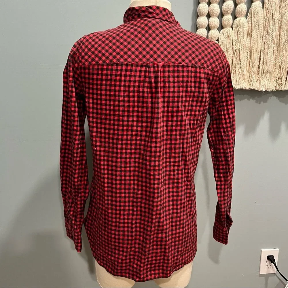 J. Crew Red & Black Buffalo Plaid Flannel Button Up Long Sleeve Shirt Size 4